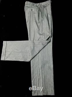 Ermenegildo Zegna Men's Grey Striped Slim Fit Wool Suit 38r 30w 34l