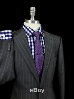 Ermenegildo Zegna Mens Grey Striped Silk Blend Roma Slim Fit Suit 40R 32R 31W