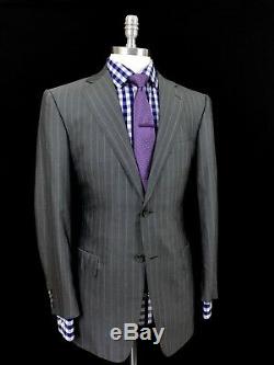 Ermenegildo Zegna Mens Grey Striped Silk Blend Roma Slim Fit Suit 40R 32R 31W