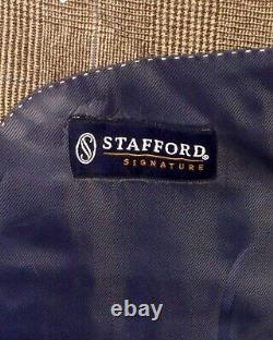 Euc Stafford Signature Glen Plaid 100% Wool 2 Pc Suit Peak Ticket Pckt 42 R Slim