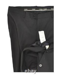 FERRE Mens Slim Fit 3 Button 2 Piece Suit IT 56 3XL W39 L32 Black Wool IV01