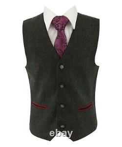 Father and Son Tweed Check Suit Men Pageboy Matching Green Tailored 3 Piece Set
