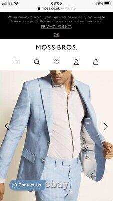 French Connection Slim Fit Sky Blue Marl Suit Rrp £370