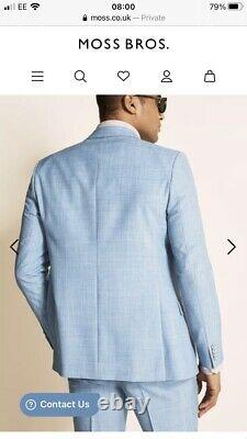 French Connection Slim Fit Sky Blue Marl Suit Rrp £370
