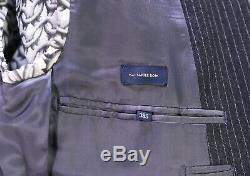 GIEVES Savile Row Bespoke Black Pinstripe Fleece Wool 3-Pc Slim Fit Suit 38S