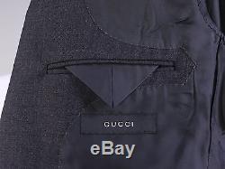 GUCCI Recent Custom Solid Charcoal Gray Peak Lapel 2B Slim Fit Wool Suit 36S