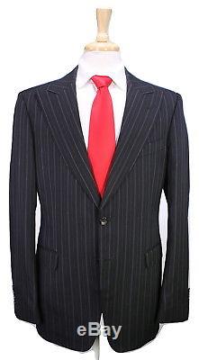 GUCCI Very Recent Black Striped Peak Lapel 2-Btn Slim Fit Luxury Suit 42R