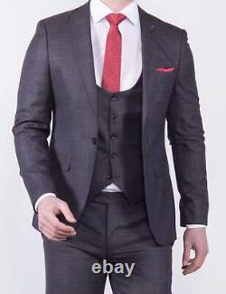 Galbani Men's 3 Piece Slim Fit Italian Style Brown Suit
