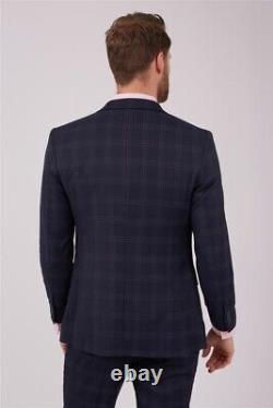 Gibson Vintage 3 Piece Suit Slim Fit Hopsack Overcheck Navy New With Tags 36