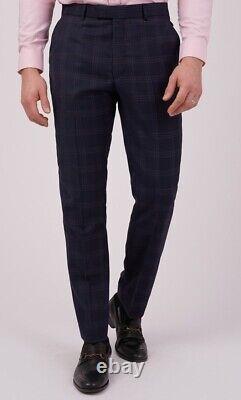 Gibson Vintage 3 Piece Suit Slim Fit Hopsack Overcheck Navy New With Tags 38
