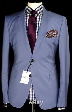 Gorgeous Bnwt Mens Paul Smith London 100% Wool Slim Fit Baby Blue Suit 44r W38