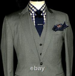 Gorgeous Mens Jaeger London Plain Grey Slim Fit 3 Piece Suit 40r W34 X L32