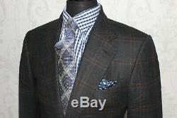 Gorgeous Tom Ford Grey & Brown Check Suit Slim Fit Peak Lapel Jacket Uk 38 Eu 48