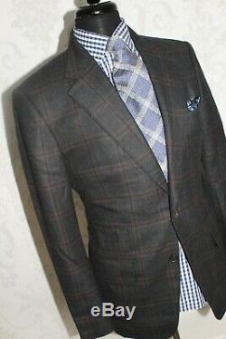Gorgeous Tom Ford Grey & Brown Check Suit Slim Fit Peak Lapel Jacket Uk 38 Eu 48