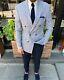Gray Blue Slim-Fit Suit 2-Piece, All Sizes Acceptable #129