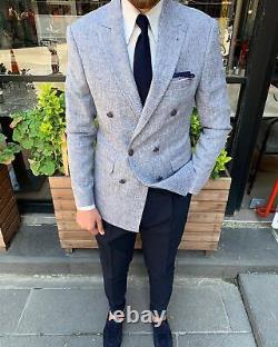 Gray Blue Slim-Fit Suit 2-Piece, All Sizes Acceptable #129
