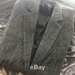 Gray Men's 3 Piece Classic Tweed Herringbone Check Slim Fit Vintage Suit Custom