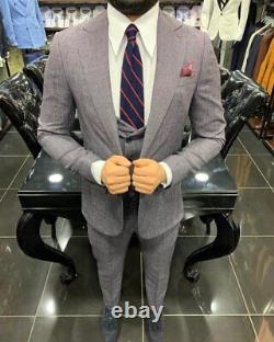 Gray Slim-Fit Suit 3-Piece, All Sizes Acceptable #153