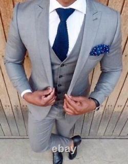Gray Slim-Fit Suit 3-Piece, Will Be Made On Order, All Sizes Acceptable #50