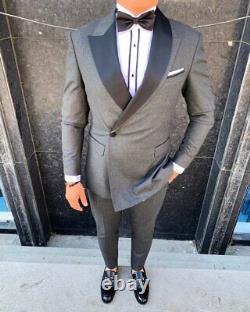 Gray Slim-Fit Tuxedo Suit 2-Piece, All Sizes Acceptable #8