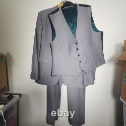 Grey 3 piece suit wool rich next tailoring slim fit 46R