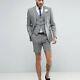Grey Men's Suit Summer Beach Casual Slim Fit Groom Tuxedos Wedding Suits Custom