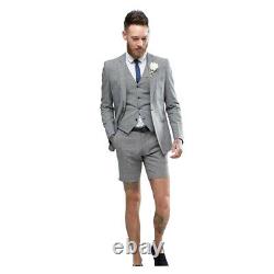 Grey Men's Suit Summer Beach Casual Slim Fit Groom Tuxedos Wedding Suits Custom