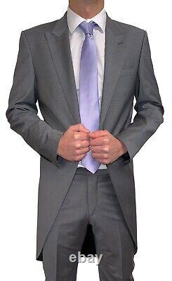 Grey Slim Fit Tailcoat Wedding Suit Morning 2 Piece Jacket Royal Ascot Tails New