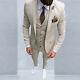 Groom Tuxedos Men Beige Cream Wedding Suit Dinner Slim Fit Formal Suit Custom