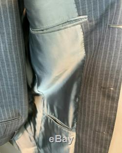 Gucci Mens Gray Striped Slim Fit 100% Wool Suit Eu 44r (us 34r) 30 Waist, Italy