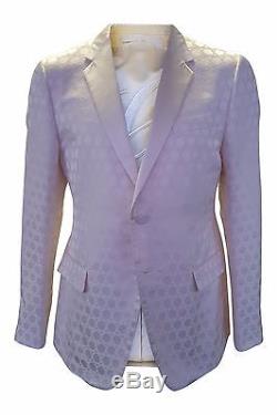 Gucci Slim Fit Cream Silk Jacquard Single Breasted Suit Jacket (54r)