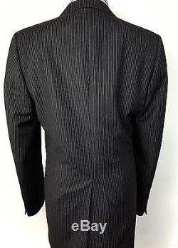 Gucci Tom Ford Men's Black Striped Tailored Slim Fit Wool Suit 42l 34w 33l