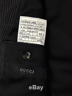 Gucci Tom Ford Men's Black Striped Tailored Slim Fit Wool Suit 42l 34w 33l