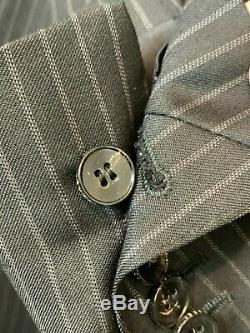 Gucci Tom Ford Mens Black Slim Fit Wool Suit, Pinstripe Detail, Eu 46r (us 36r)