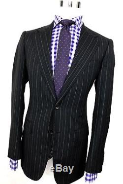 Gucci Tom Ford Mens Black Striped Slim Fit Wool Chic-tailored Suit 36r 30w 33l