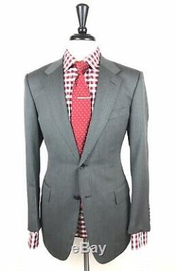 Gucci Tom Ford Mens Grey Striped Silk Blend Slim Fit Suit 40R 34W 33L