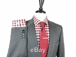 Gucci Tom Ford Mens Grey Striped Silk Blend Slim Fit Suit 40R 34W 33L