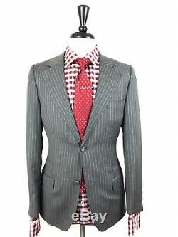 Gucci Tom Ford Mens Grey Striped Slim Fit Surgeon Cuffs Wool Suit 38r 32w 29l