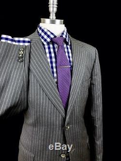 Gucci Tom Ford Mens Grey Striped Wool Slim Fit Suit 44r 36w 33l
