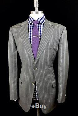 Gucci Tom Ford Mens Grey Striped Wool Slim Fit Suit 44r 36w 33l