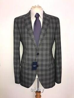 HACKETT Mens Tailored Fit GREY Checked WOOL SUIT 42 Long W36 L36 BNWT