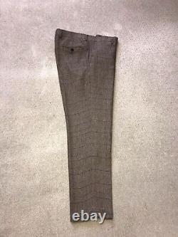 HOLLAND ESQ Liberty Fabric Mens Slim Fit Checked LINEN SUIT 40 Reg W34 L29