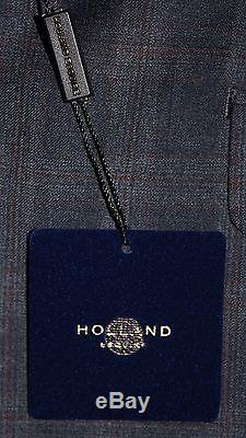 Holland Esquire Bnwt Mens Blue Pow Check 3 Piece Slim Fit Suit Uk 40r W34 X L33