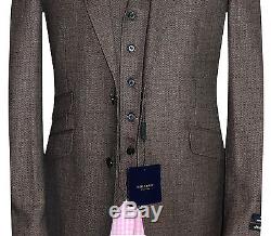Holland Esquire Bnwt Mens Brown Tweed Check 3 Piece Slim Fit Suit Uk 38r W32 L33