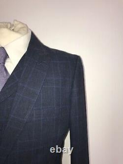 HOLLAND Esq Slim Fit 3 PIECE NAVY BLUE LINEN SUIT 40 Reg -W34 L31 GORGEOUS