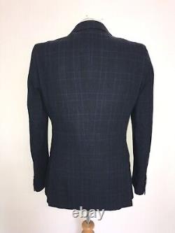 HOLLAND Esq Slim Fit 3 PIECE NAVY BLUE LINEN SUIT 40 Reg -W34 L31 GORGEOUS