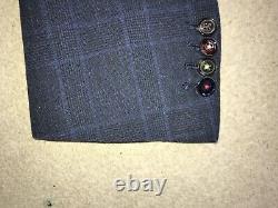 HOLLAND Esq Slim Fit 3 PIECE NAVY BLUE LINEN SUIT 40 Reg -W34 L31 GORGEOUS