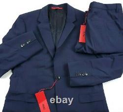 HUGO BOSS Astian 184 Suit with Jacket & Pants Mens 40R Extra Slim Fit Blue Plaid