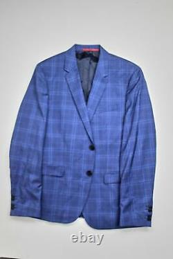 HUGO BOSS Astian Plaid Extra Slim Fit Suit Jacket 42S Navy Blue