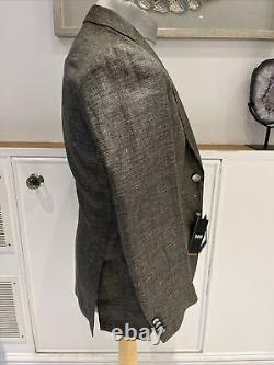 HUGO BOSS Green Slim Fit Linen Blend Unlined Blazer Suit Jacket Size 46